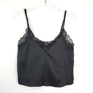 Forever 21 Cami Top Size‎ S Black Cropped Lace Trim Y2K Coquette Whimsical Fairy